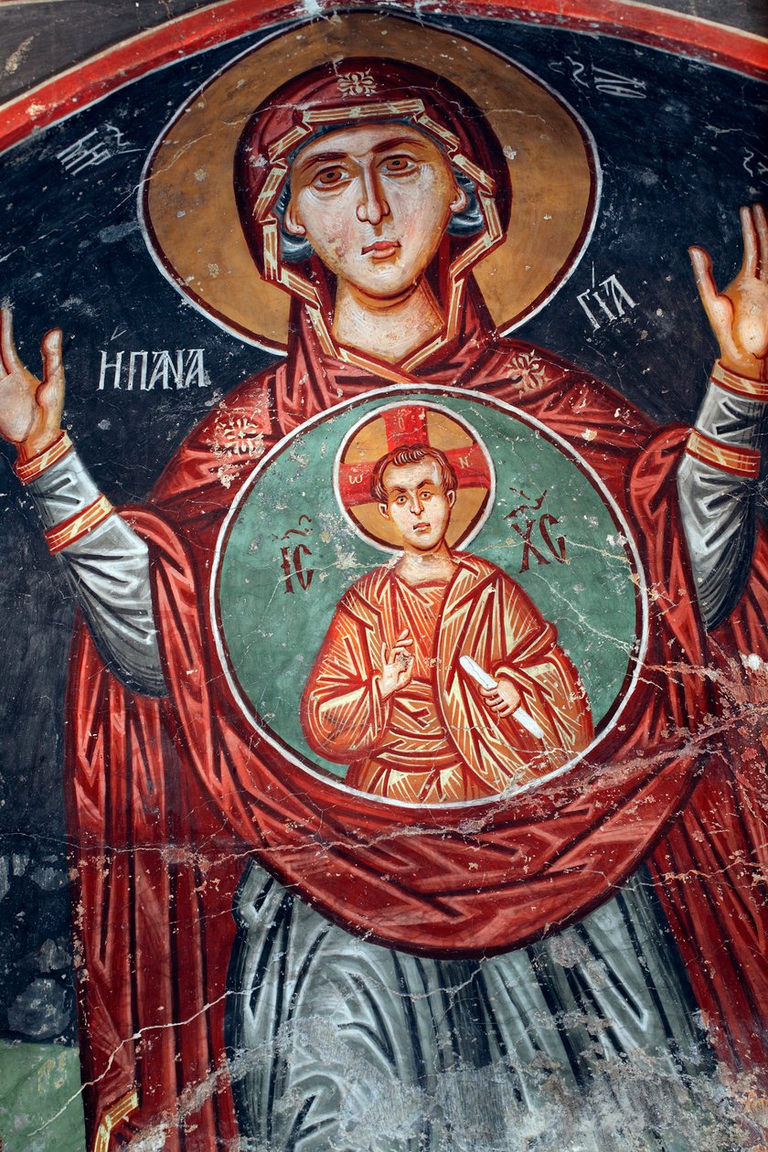 Byzantine Fresco from the 15th century The Holy Mary by Unknown