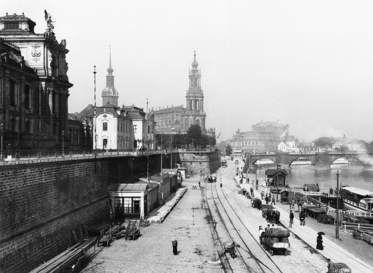 View of Dresden from the Bruehlsche Terrasse on the Katholische Hofkirche by Jousset