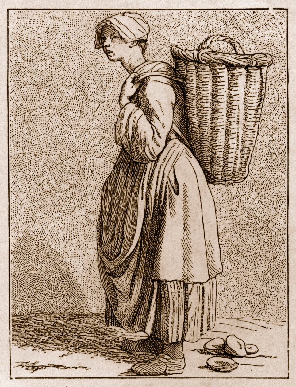 French Oyster Seller in 18th Century Paris by Unknown