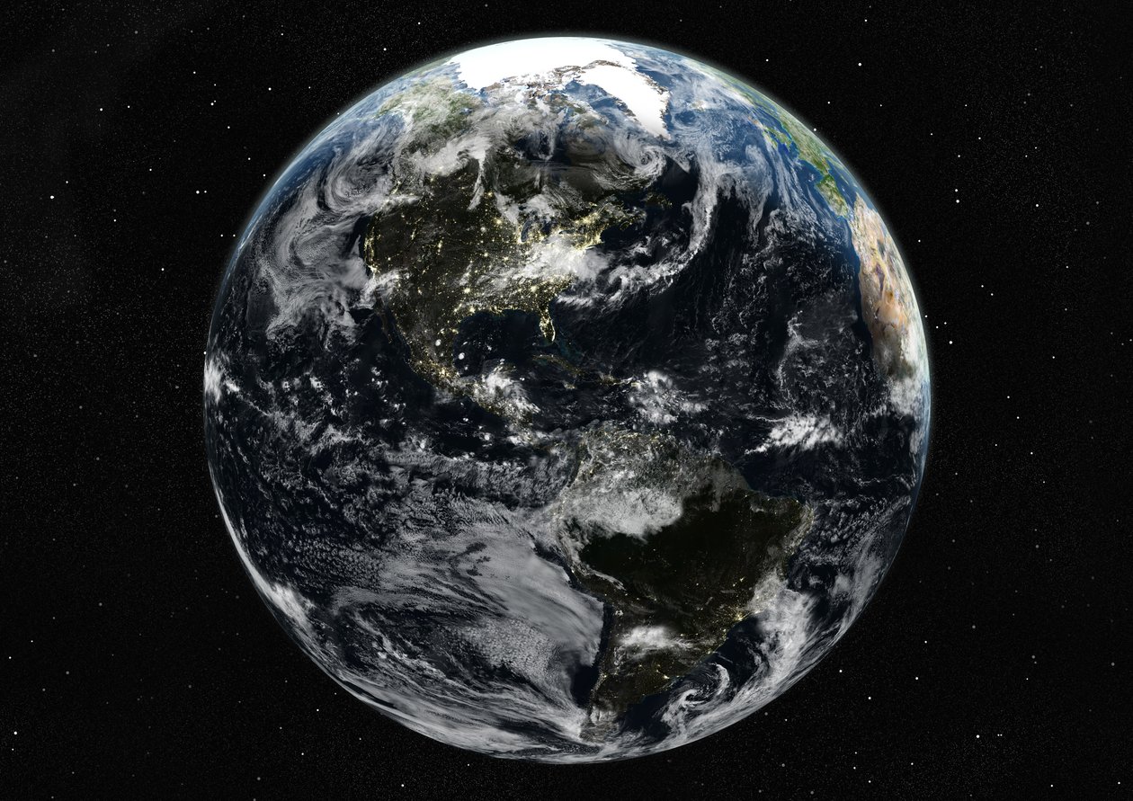 Globe Centred on the Americas, True Colour Satellite Image by Unknown