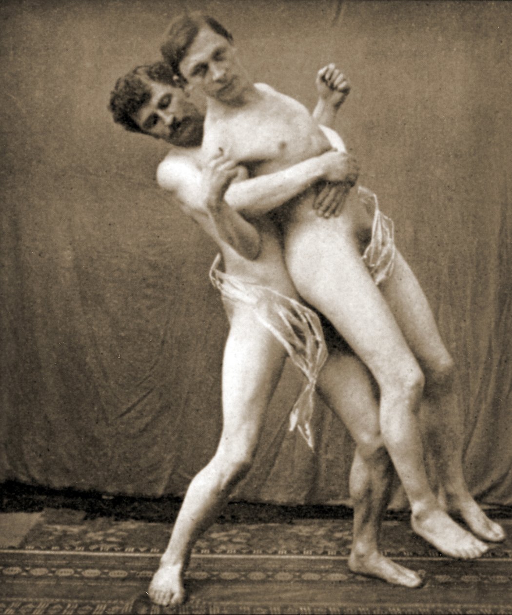 Wrestlers demonstrate the waist hold, c.1910 by Unknown