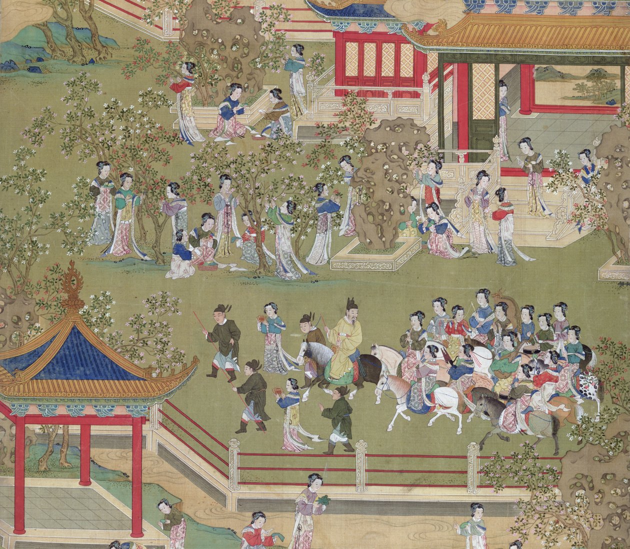 Emperor Yang Ti Strolling in His Gardens with His Wives (detail) by Chinese School