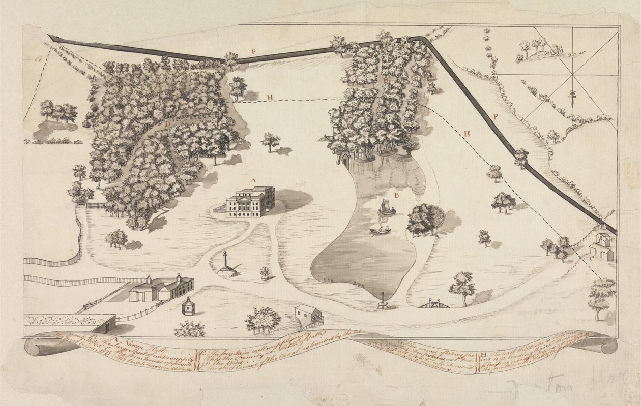 Plan of the Park at Norton Hall, Norton Priory, c.1750-60 by English School