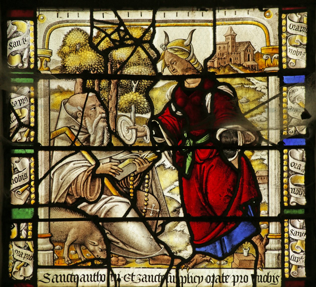 Window depicting the Temptation of Saint Anthony by French School