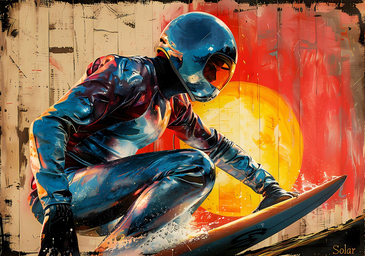 Surfer painting, Retro Movie poster by F. Abderrahim