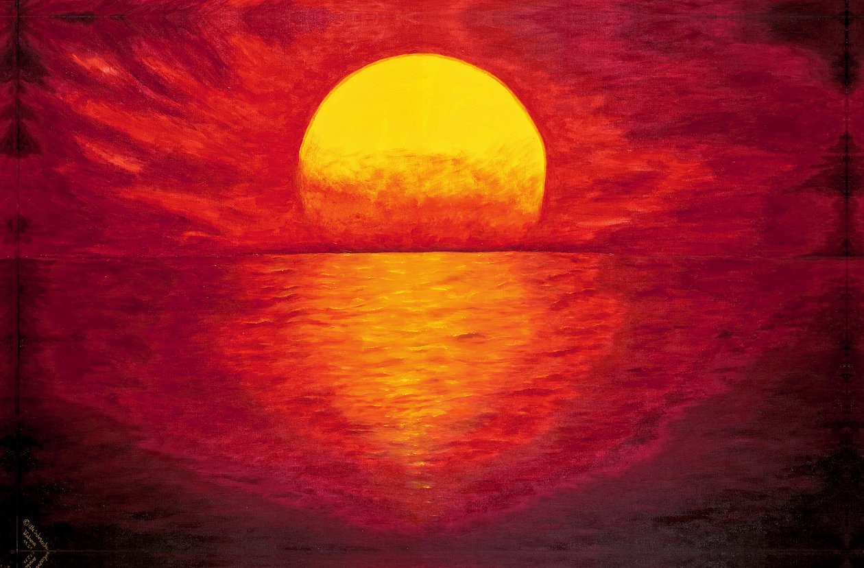 Fiery Sunset at Sea by Ute Schramke