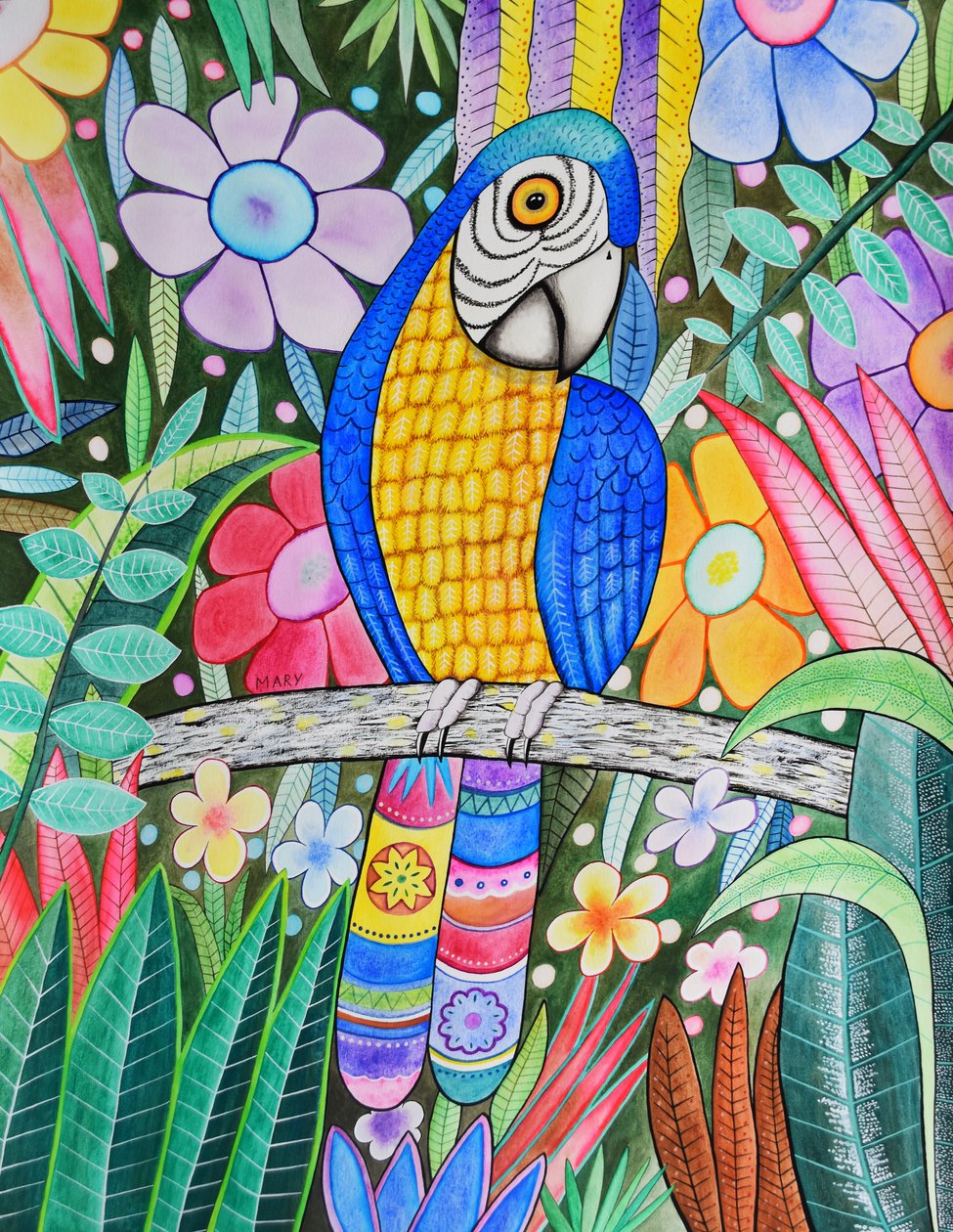 Parrot by Marys Watercolors