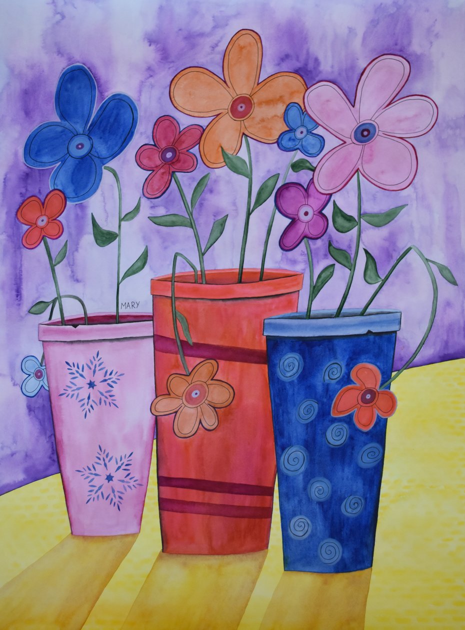 Flower pots by Marys Watercolors