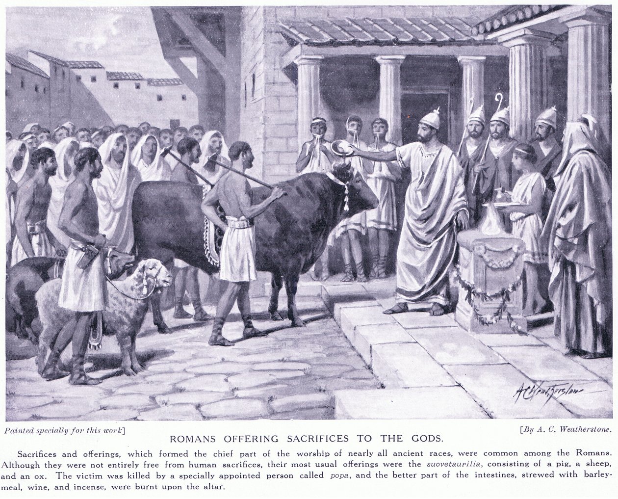 Romans Offering Sacrifices to the Gods by A.C. Weatherstone