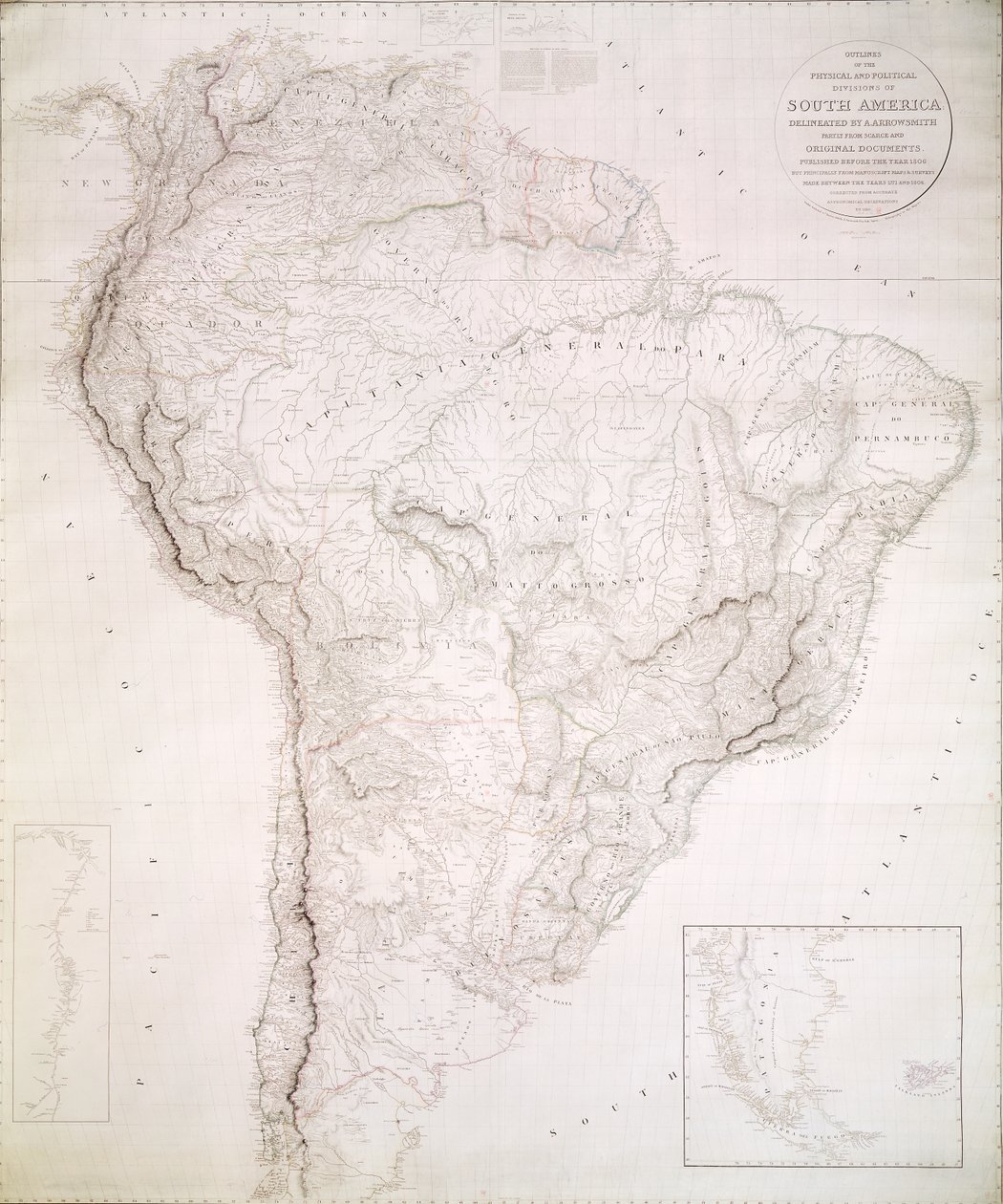 Outlines of the Physical and Political Divisions of South America by Aaron Arrowsmith