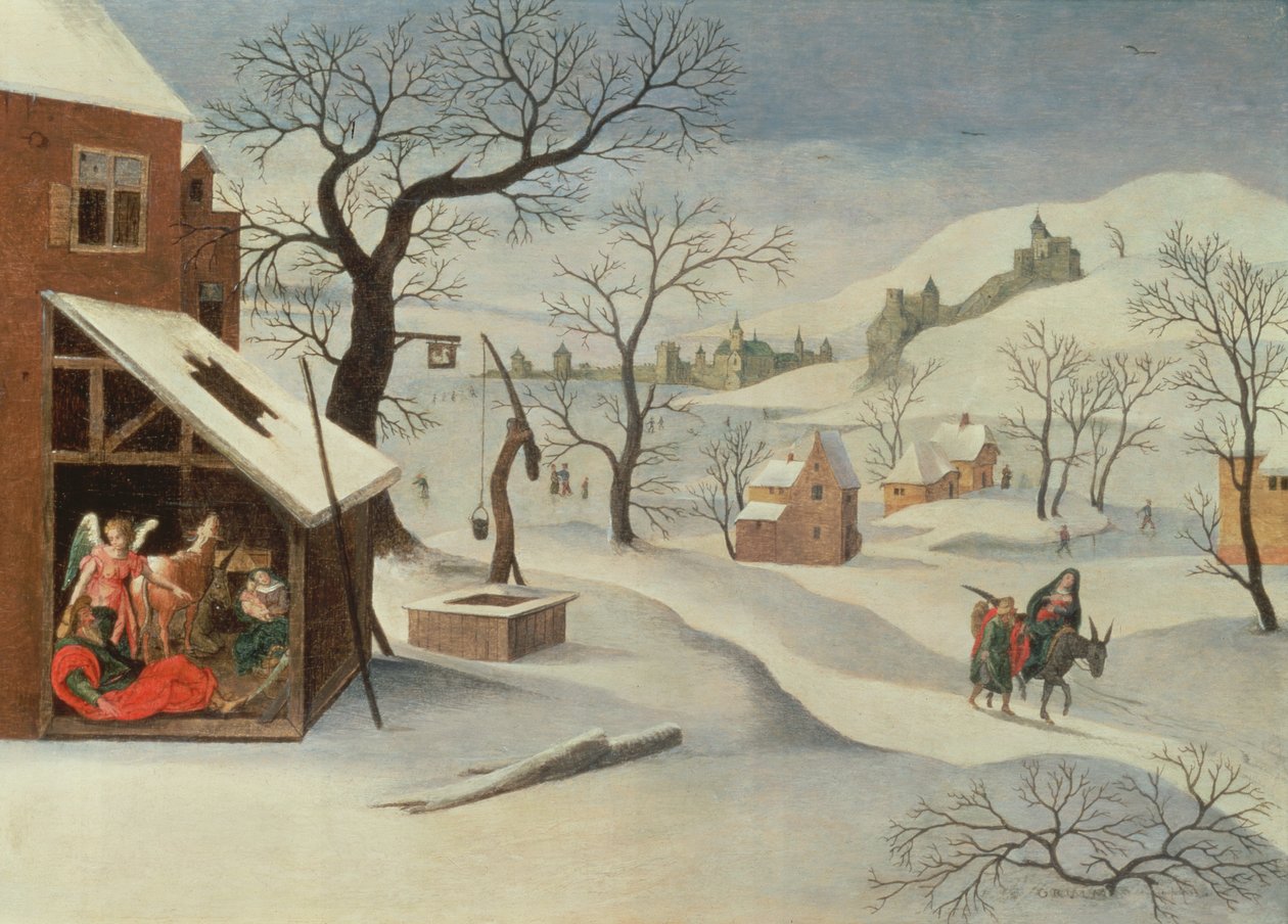 Flight into Egypt in a Winter Landscape by Abel Grimmer or Grimer