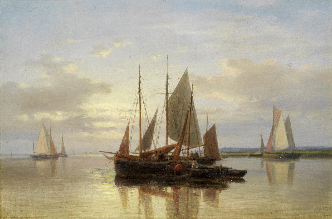 Fishing Boats in Calm Water by Abraham Hulk