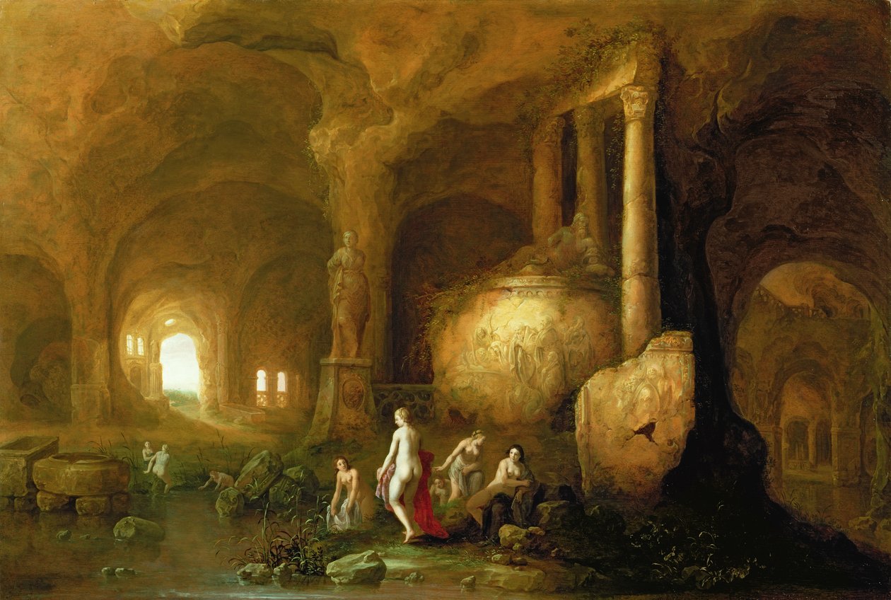 Nymphs Bathing by Classical Ruins by Abraham van Cuylenborch