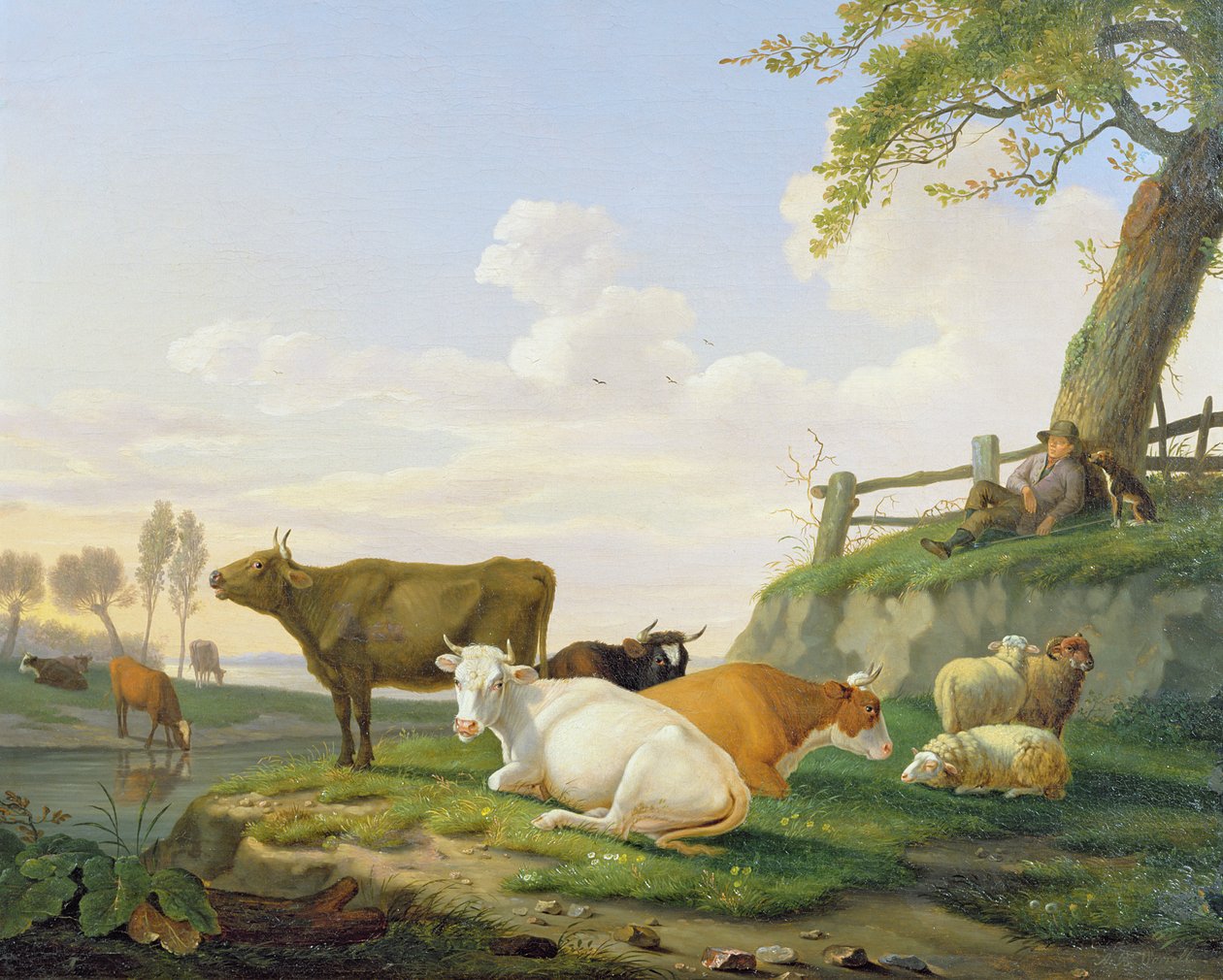 Cows and Shepherd by Abraham Bruiningh van Worrell