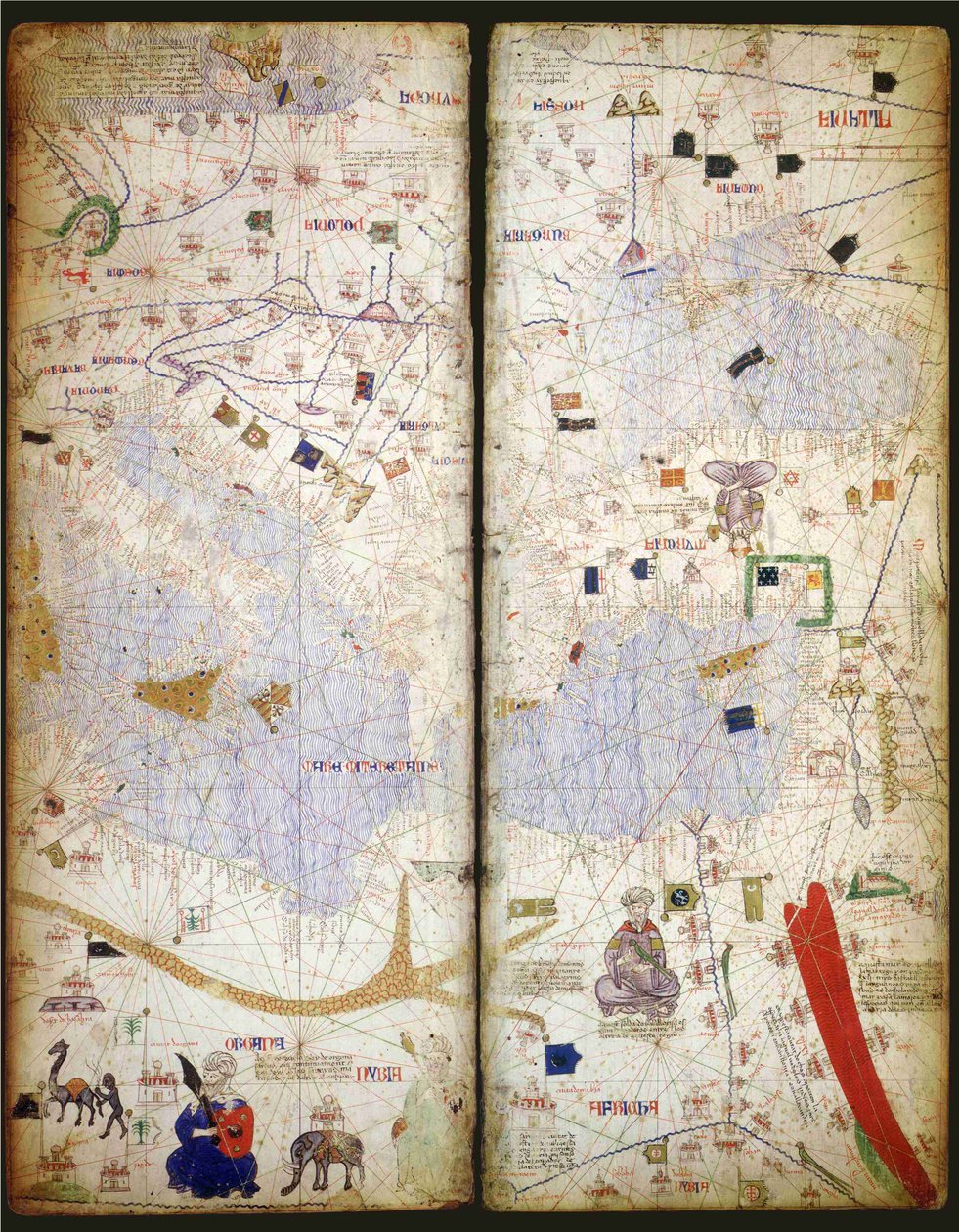 Catalan Atlas, Sheet 7 and 8 by Abraham Cresques