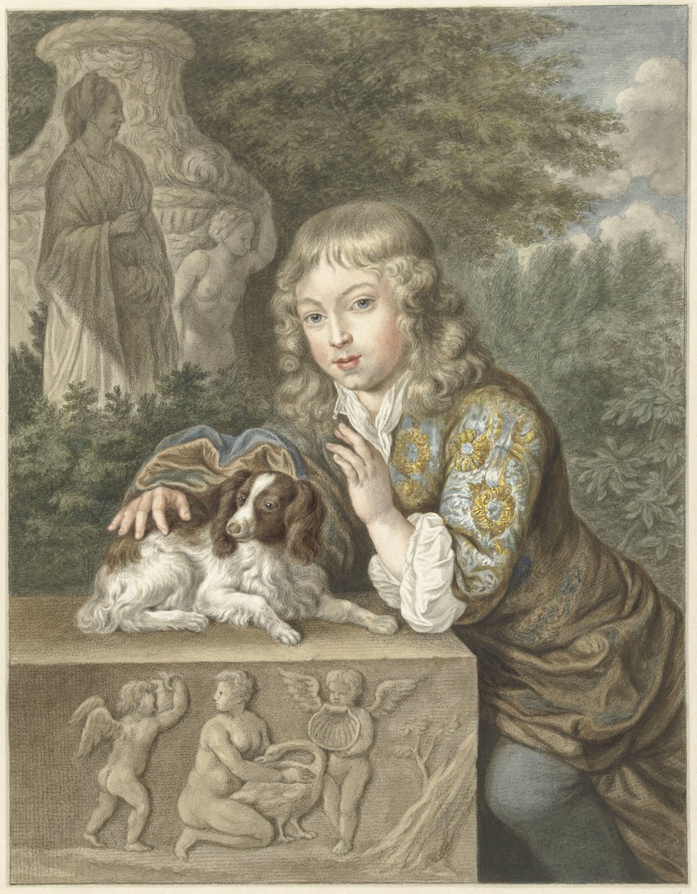 Boy with puppy by Abraham Delfos
