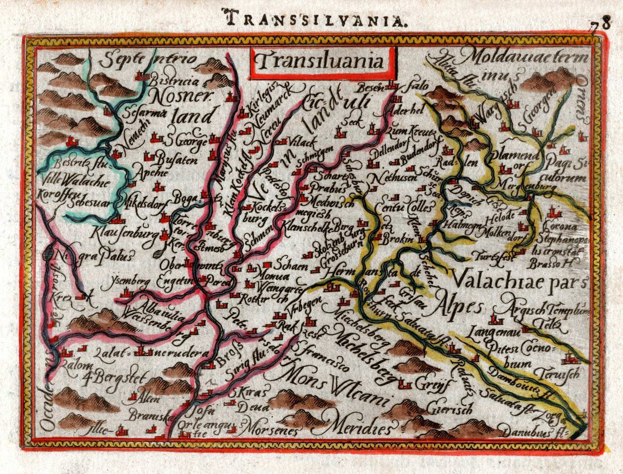 Map of Transylvania 1590 by Abraham Ortelius