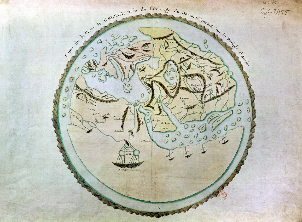 Map of the world by Abu Muhammad Al Idrisi or Edrisi