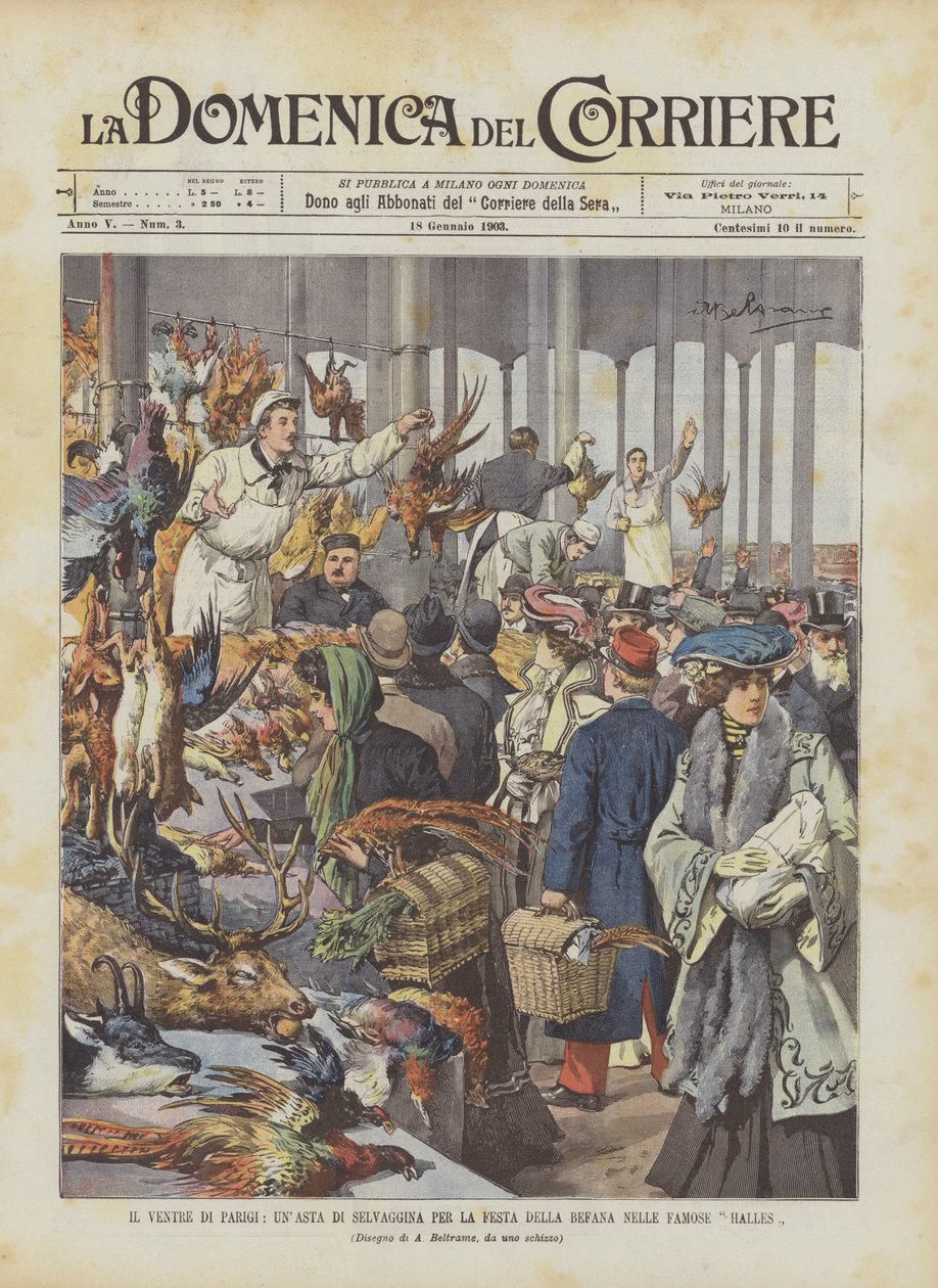 The Belly of Paris, A Game Auction for the Epiphany Festival in the Famous Halles by Achille Beltrame