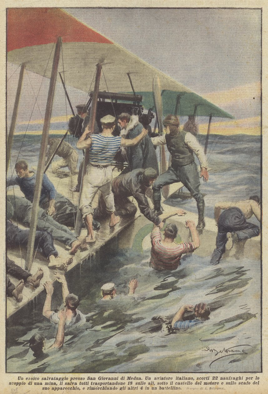 A Heroic Rescue Near San Giovanni di Medua by Achille Beltrame