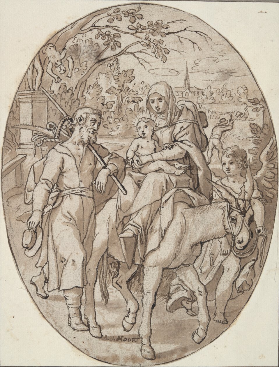 Flight into Egypt by Adam van Noort
