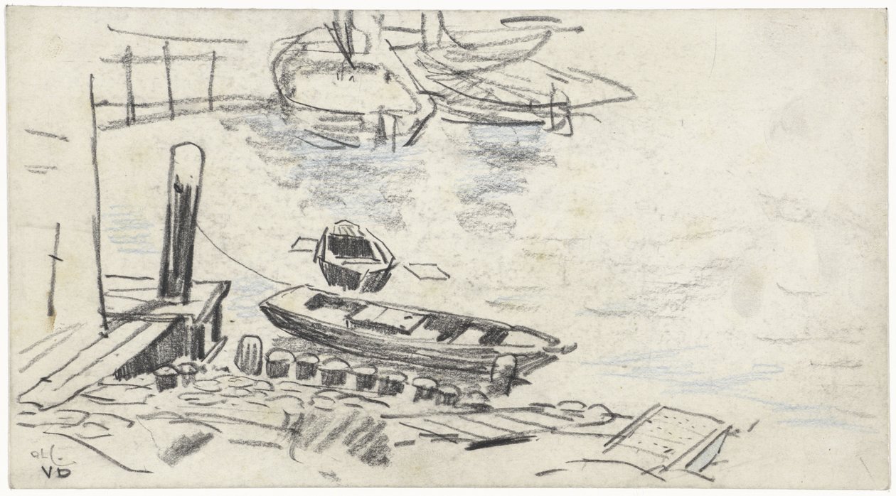 Quay with Boats by Adolf le Comte