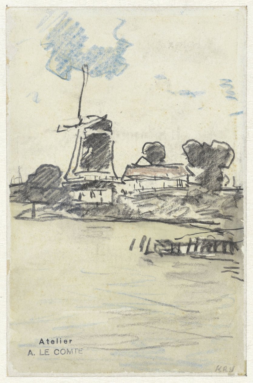 Mill by the Water by Adolf le Comte
