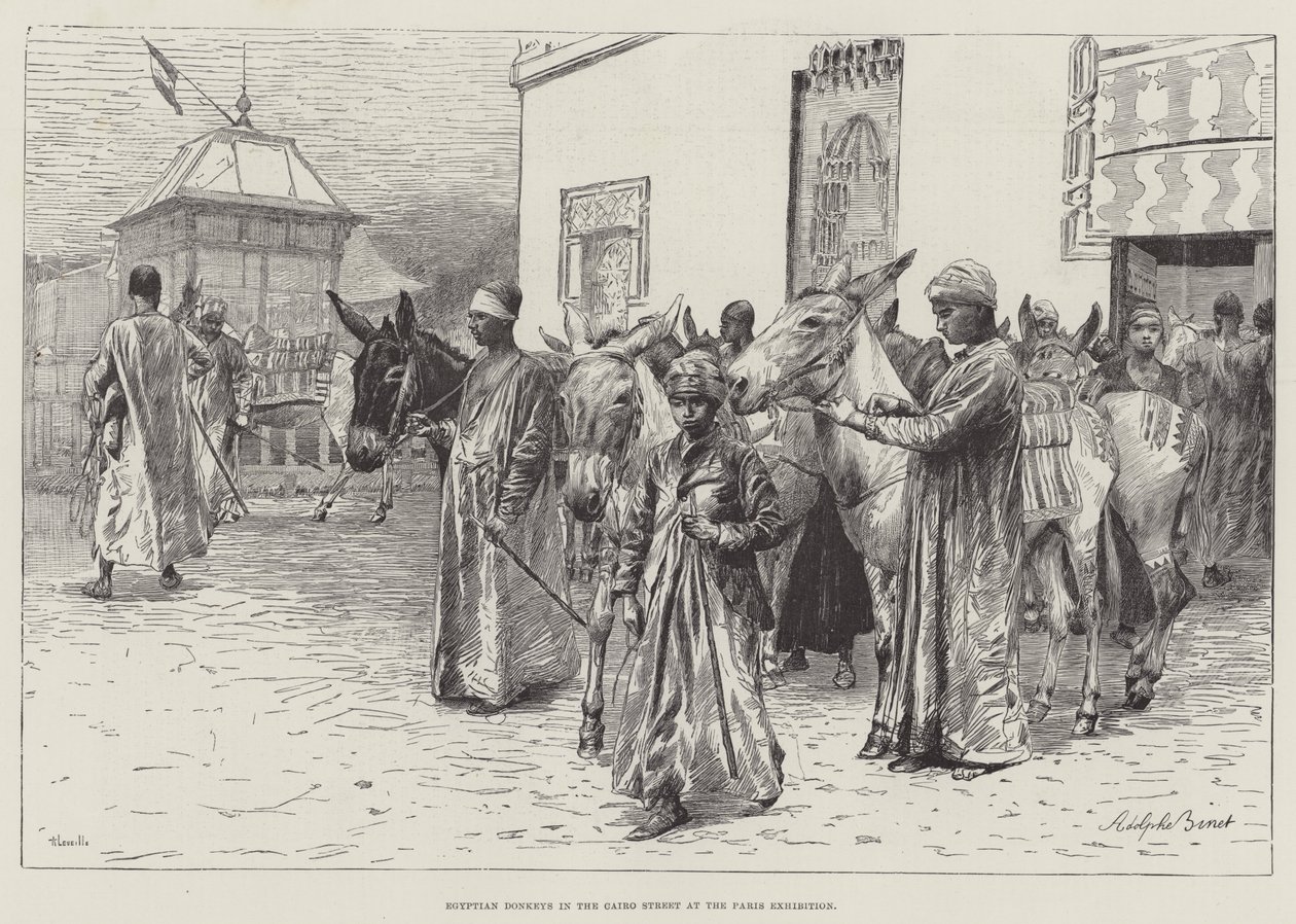 Egyptian Donkeys in the Cairo Street at the Paris Exhibition by Adolphe Gustave Binet