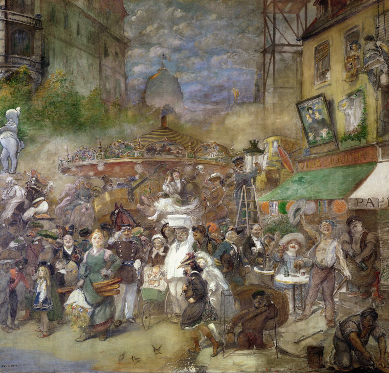 Decorative panel depicting Paris, Salon de la Commission du Personnel by Adolphe Leon Willette