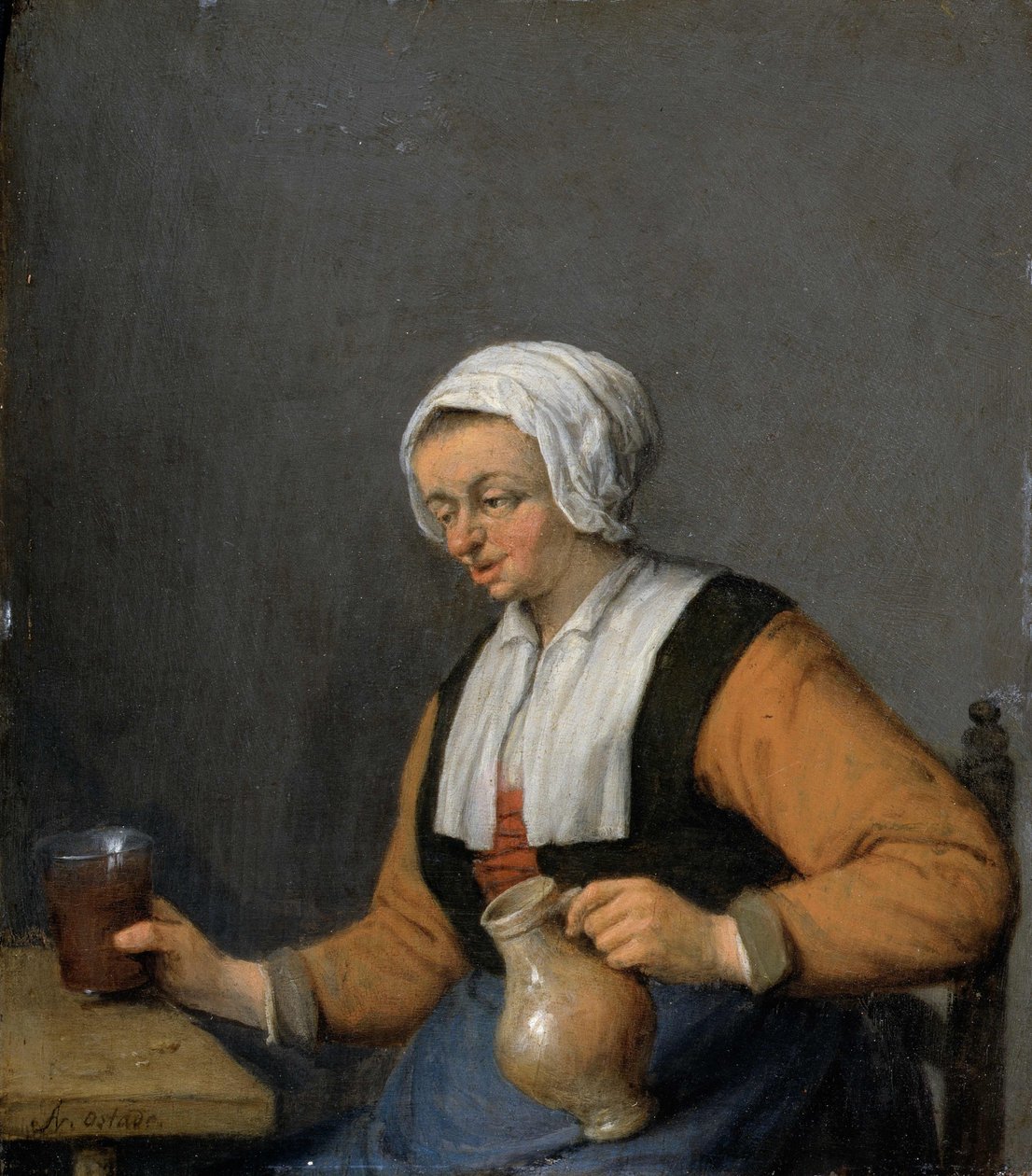 A Woman with a Beer-jug by Adriaen Jansz. van Ostade