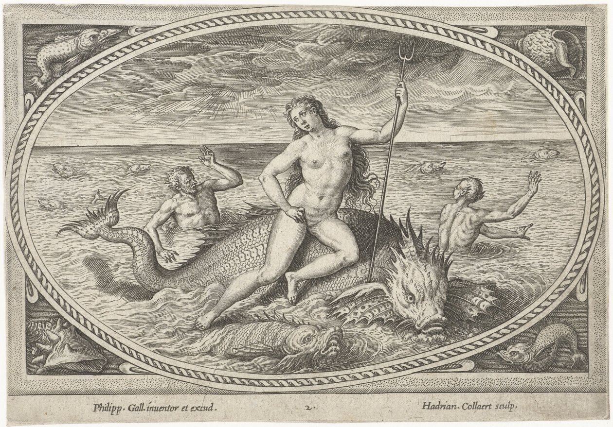 Amphitrite on a Fish (Sea Gods) by Adriaen Collaert