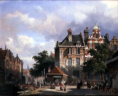 A Dutch Street Scene by Adrianus Eversen