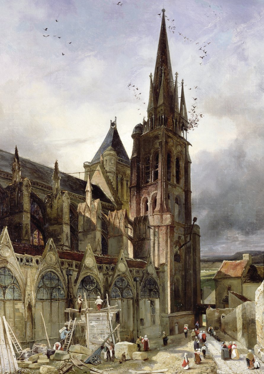 Restoring the Abbey Church of St. Denis by Adrien Dauzats