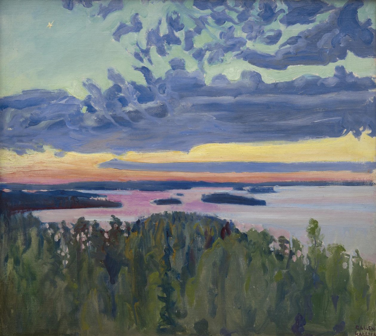 Sunset over a Lake by Akseli Gallen Kallela