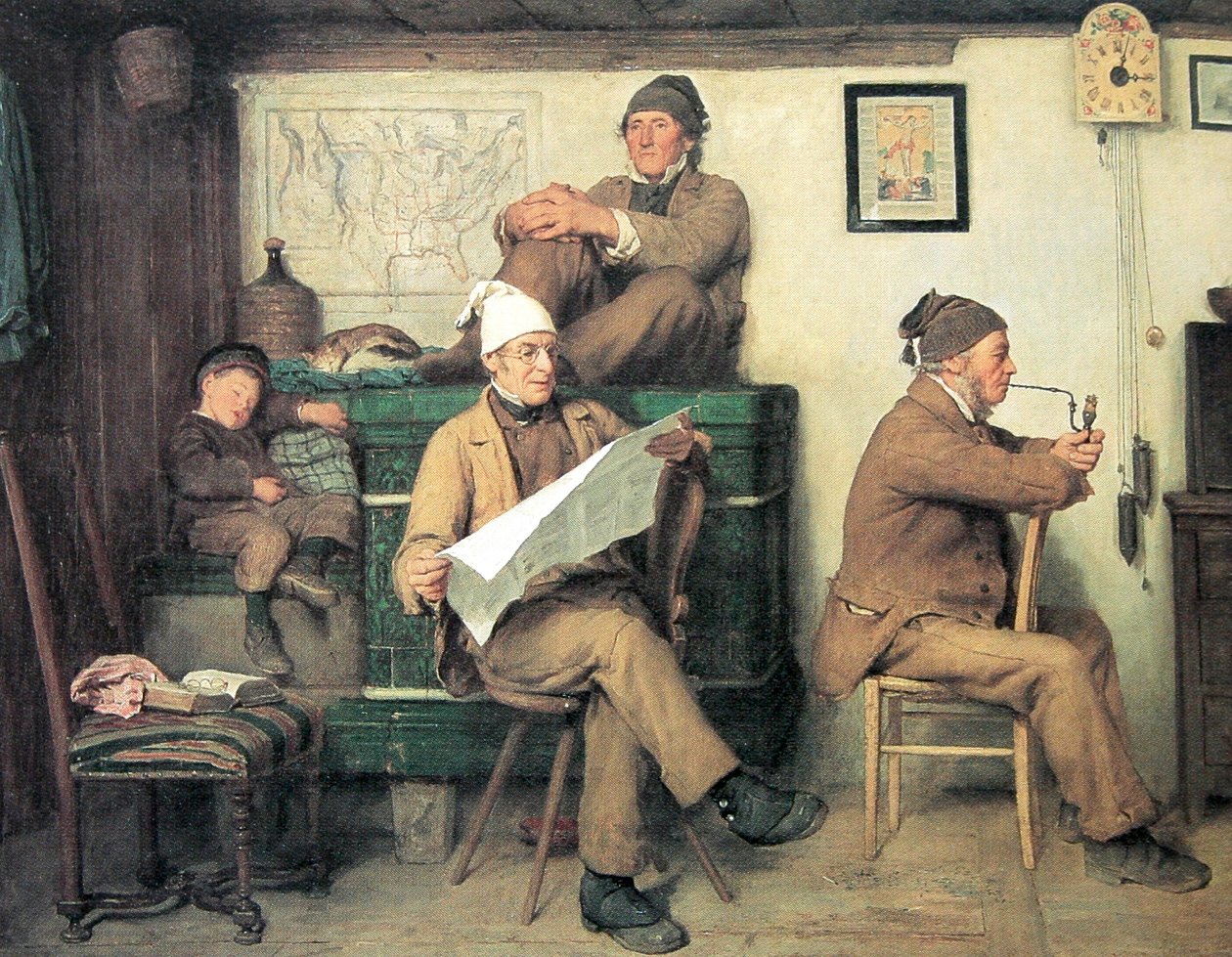 The Farmers and the Newspaper by Albert Anker