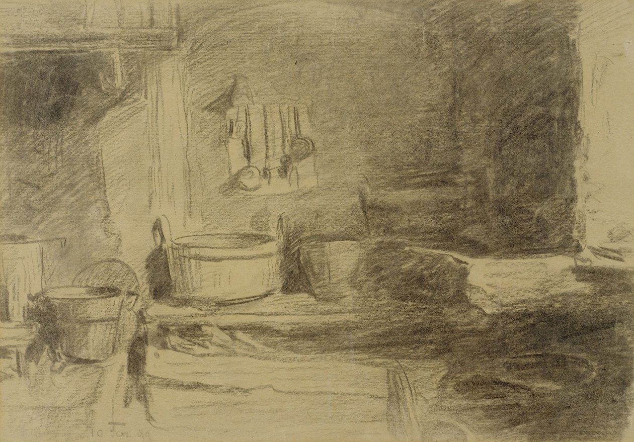 Kitchen Interior by Albert Anker