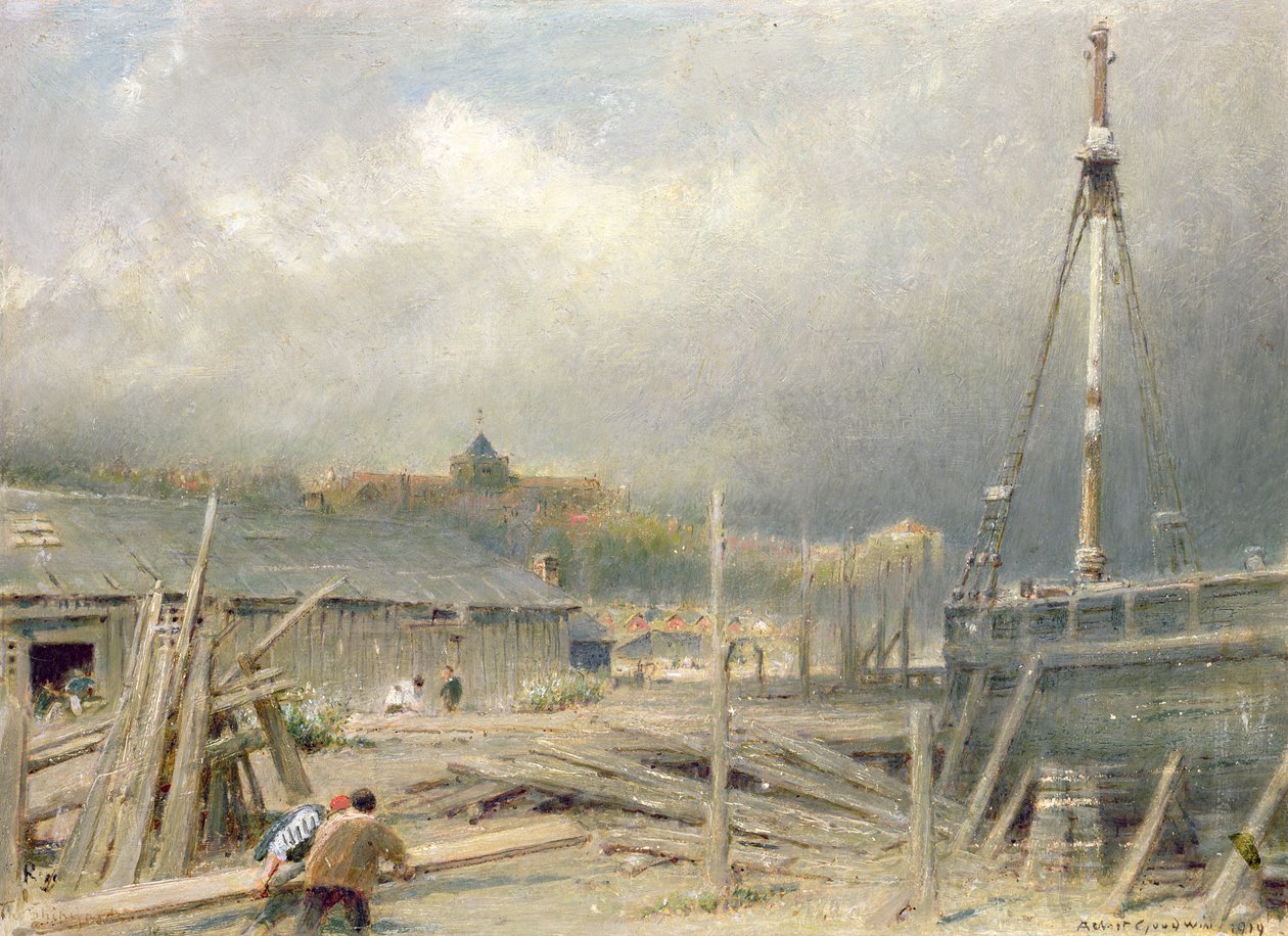 Boat Building, Rye by Albert Goodwin