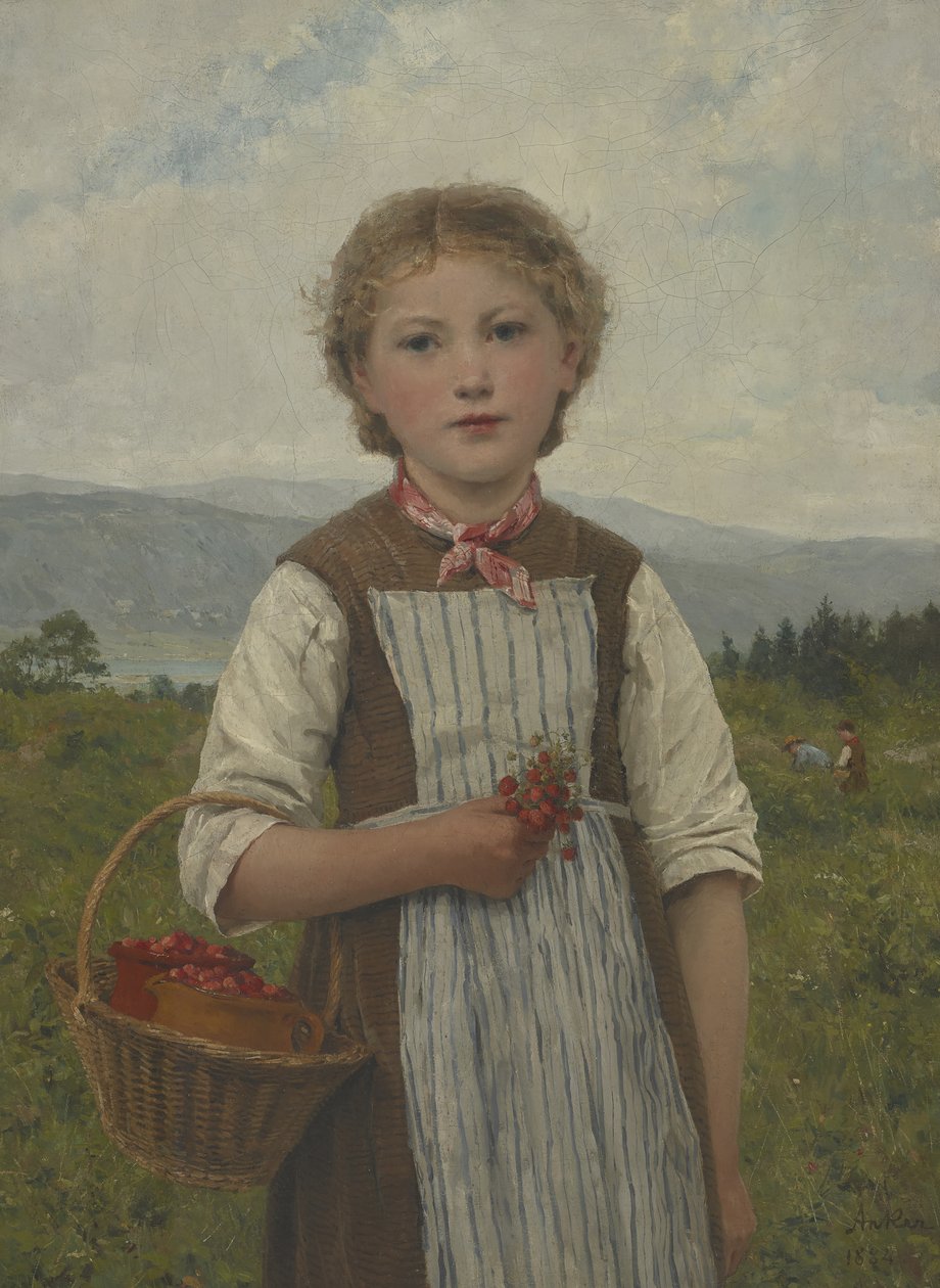 Mariette with Strawberries by Albert Anker