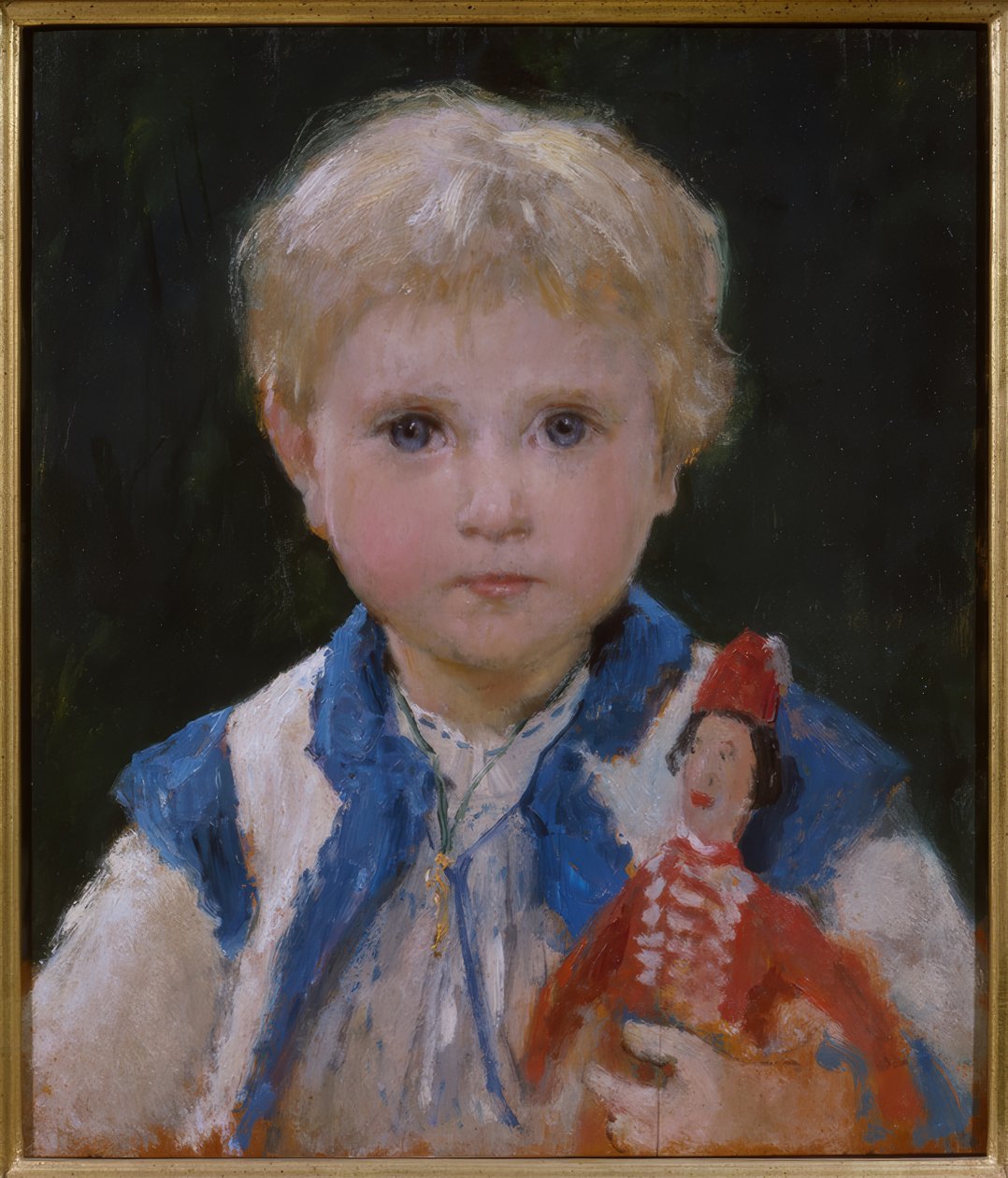Girl with Puppet by Albert Anker
