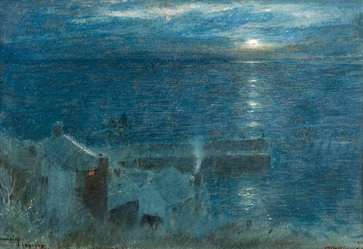 Moonrise Clovelly by Albert Goodwin