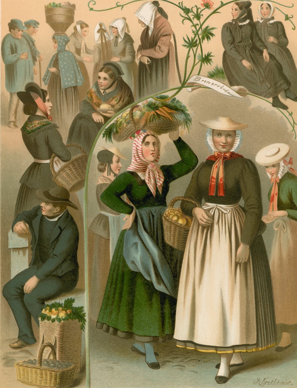 German Costume, Imgebung von Hamburg und Bremen by Albert Kretschmer