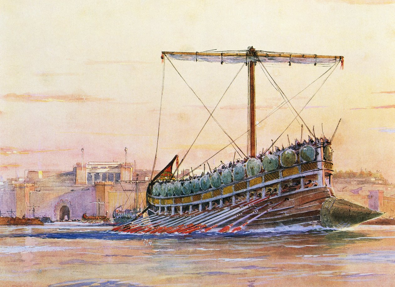 Assyrian Galley by Albert Sébille