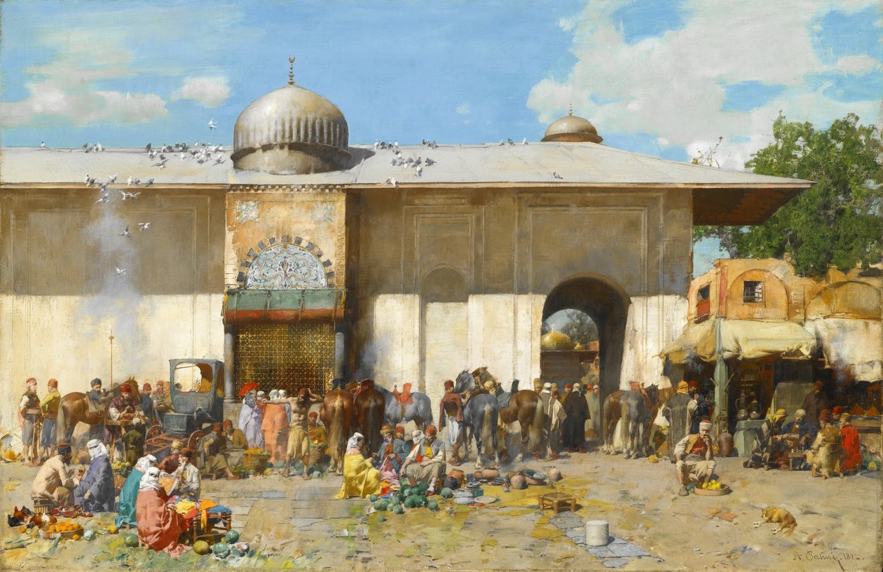 A Market Scene by Alberto Pasini