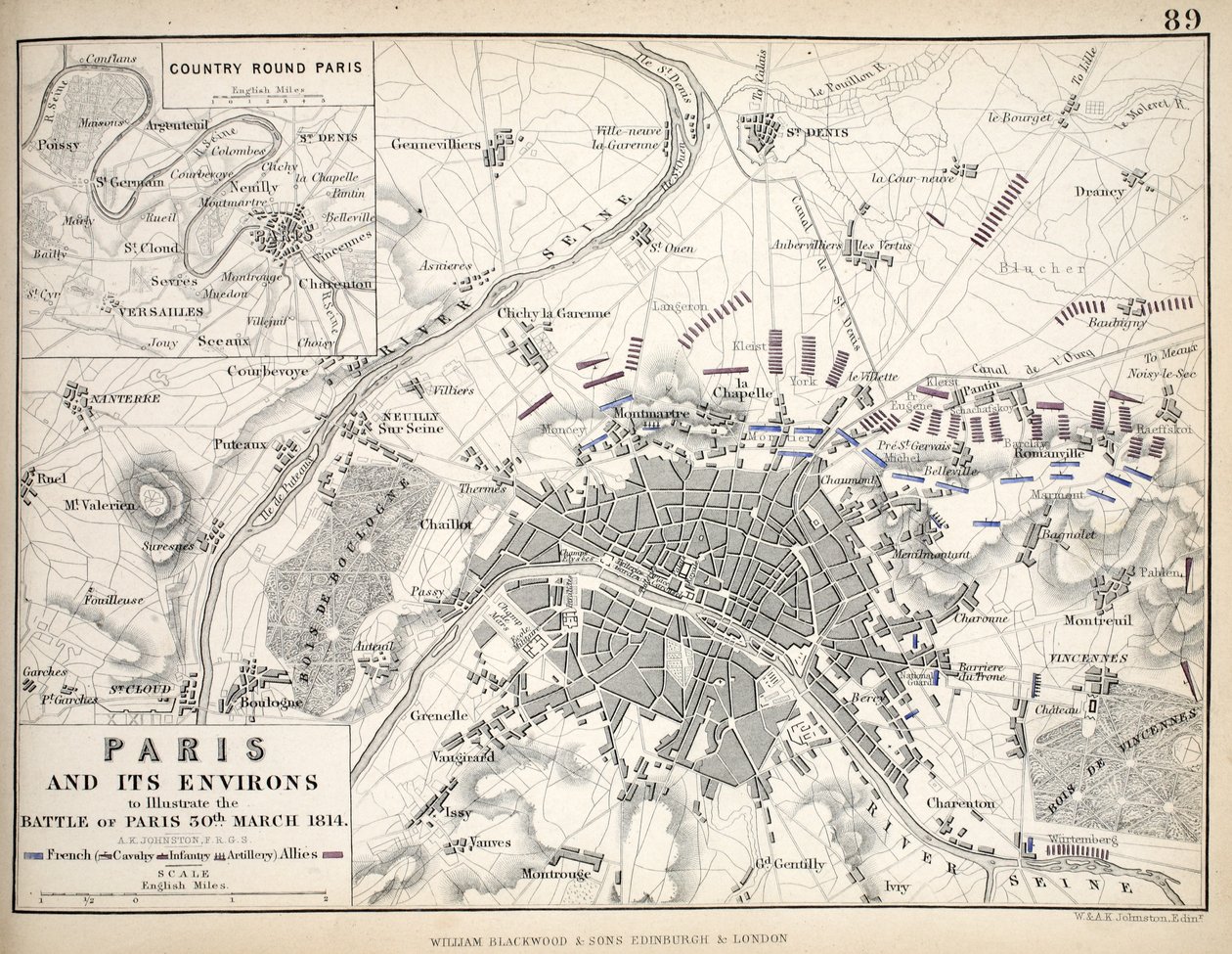 Paris and its Environs, to Illustrate the Battle of Paris by Alexander Keith Johnston