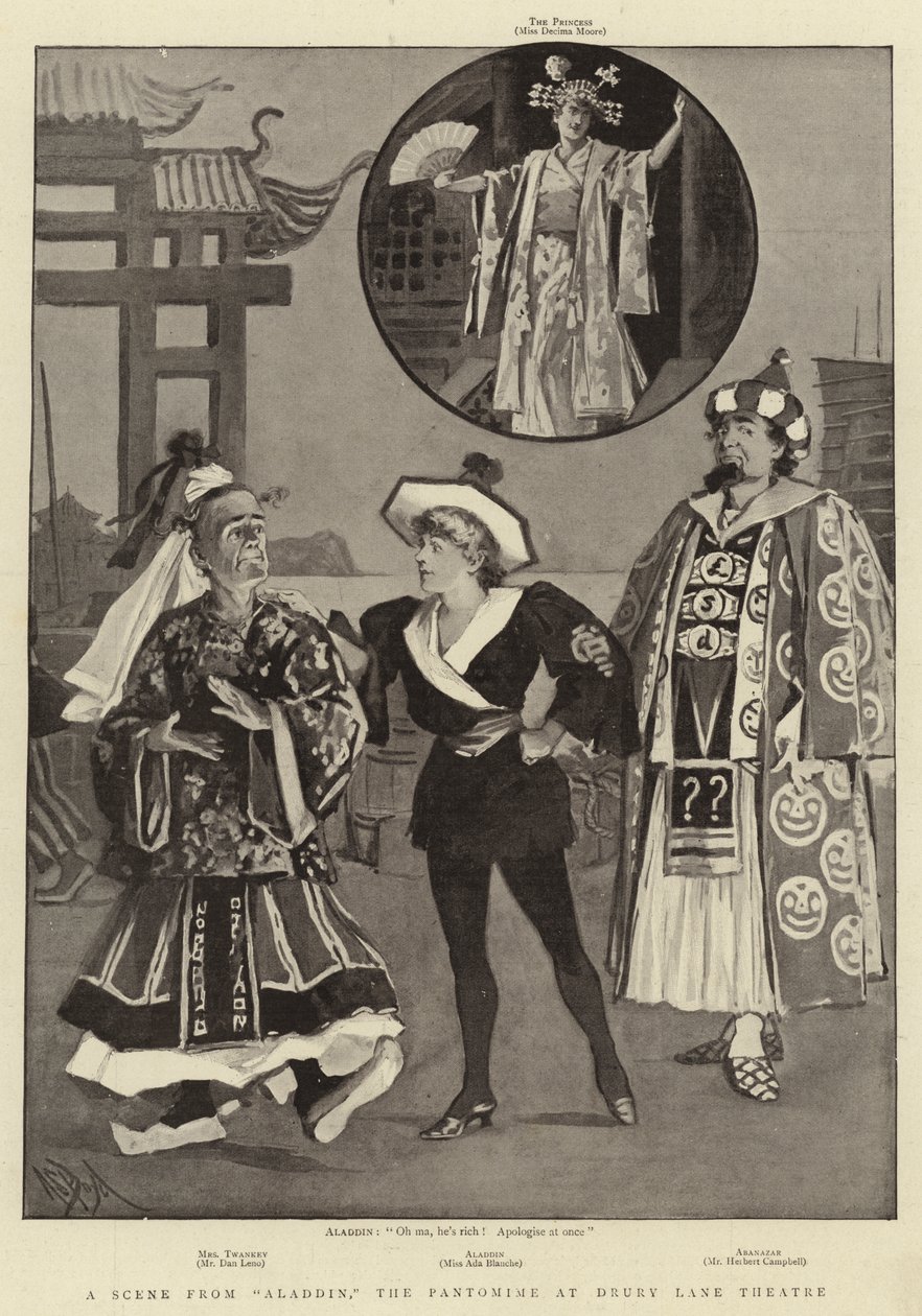 A Scene from Aladdin, the Pantomime at Drury Lane Theatre by Alexander Stuart Boyd