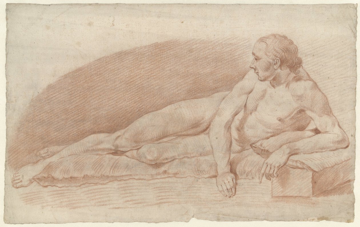 Reclining Male Nude, Facing Right by Alexander Liernur