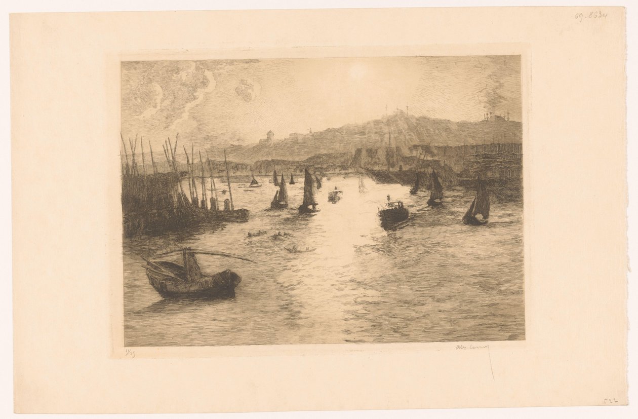 Harbor at Sunset by Alexandre Lunois (signed by artist)