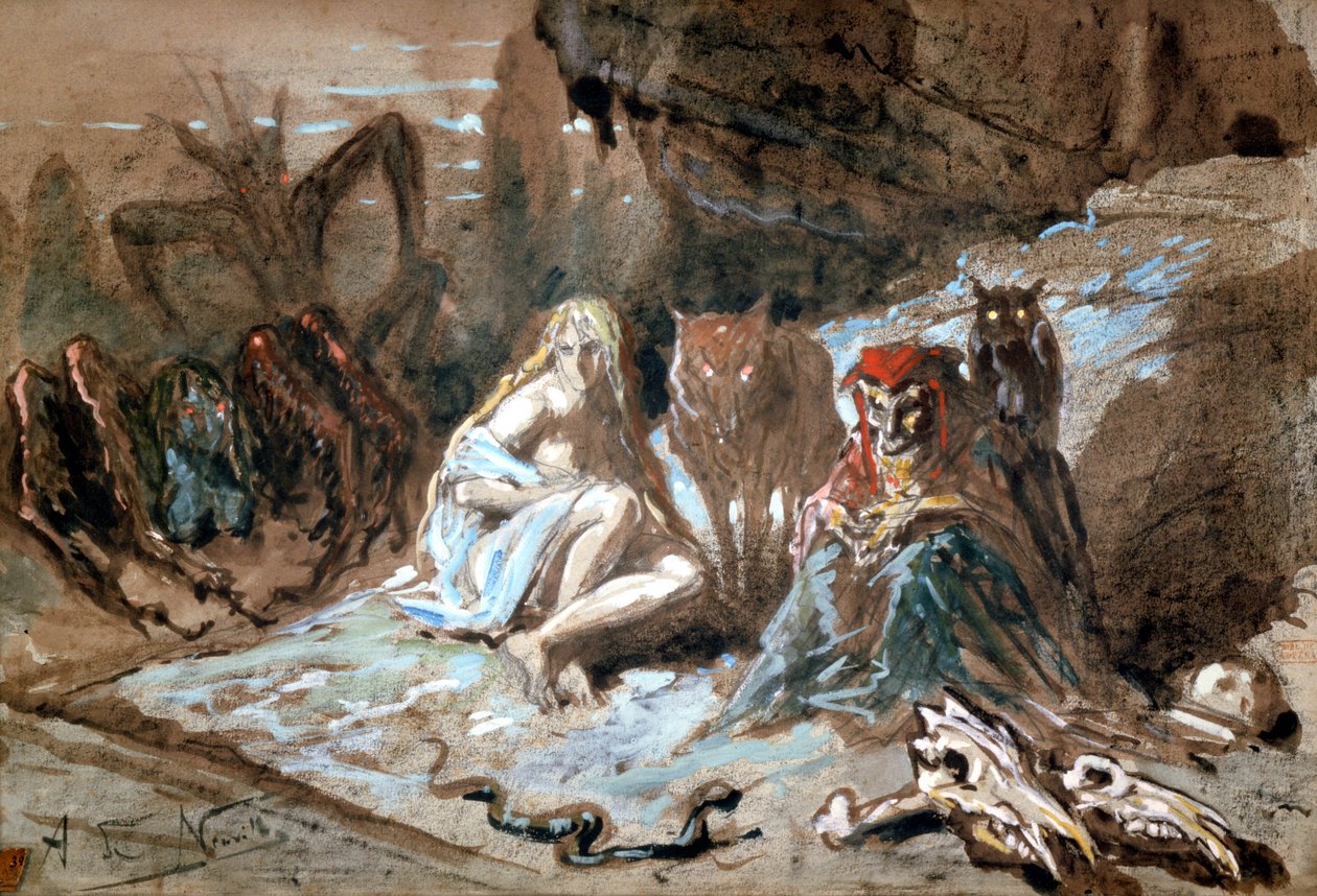 Witches and Wolves, Illustration for The Damnation of Faust by Berlioz by Alphonse Marie de Neuville