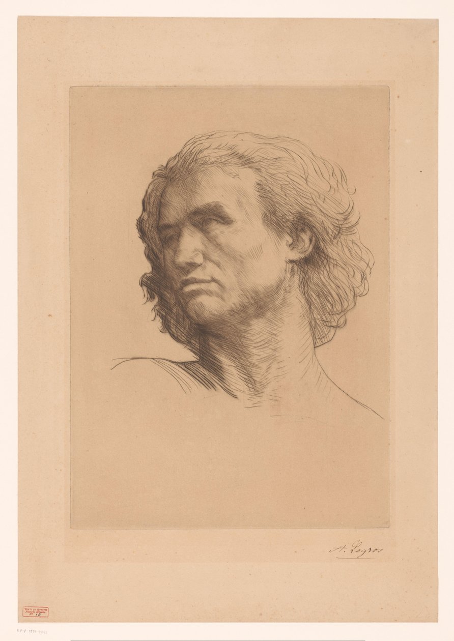 Head of a Man by Alphonse Legros (signed by artist)