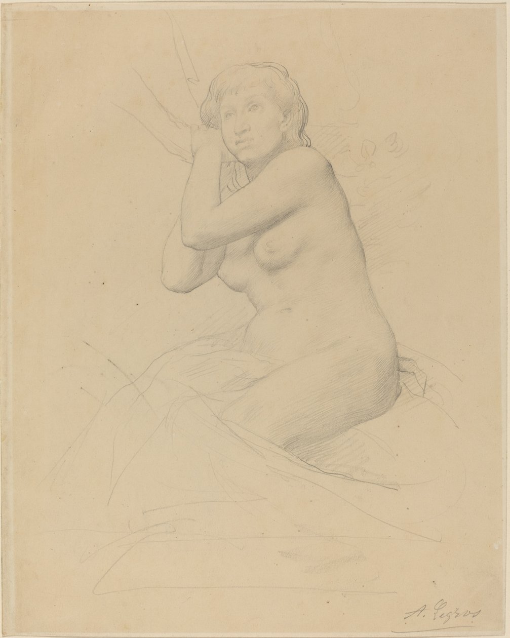 Female Nude Seated by Alphonse Legros